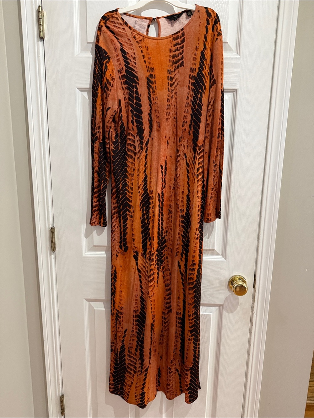 Ted Baker Orange and Black Patterned Maxi Dress